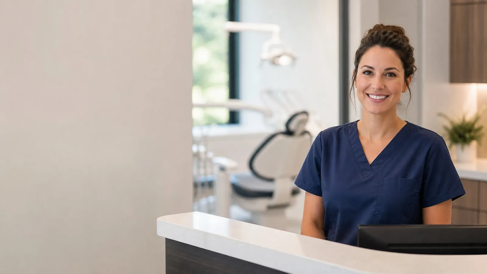 Dentist at a modern practice reception