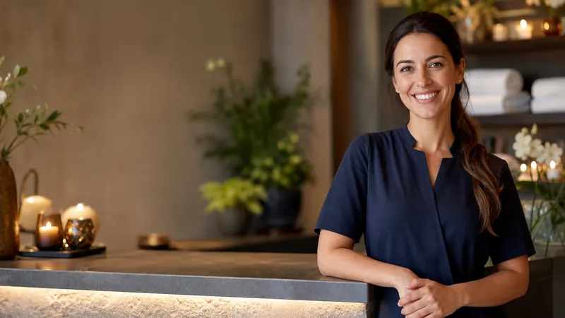 Spa owner at reception